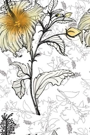 线条画印花花型图片