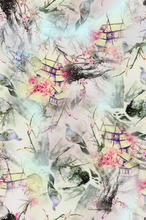 花鸟印花花型图片
