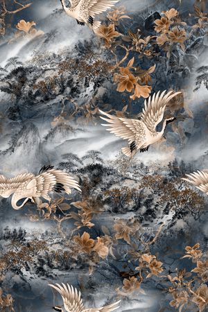 仙鹤印花花型图片
