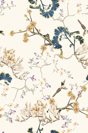 花鸟印花花型图片