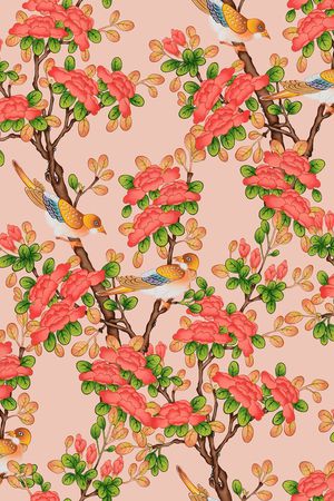 花鸟印花花型图片