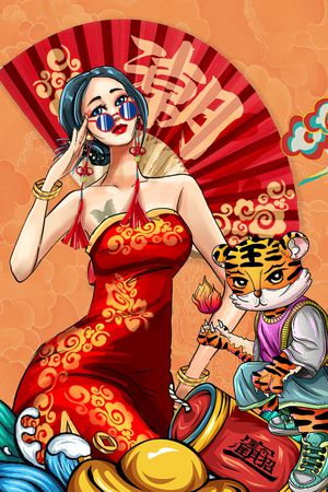 老虎印花花型图片
