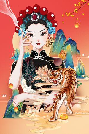 老虎印花花型图片