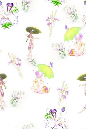清爽底花卉印花花型图片