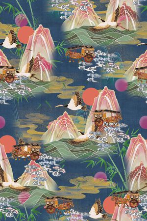 复古印花花型图片