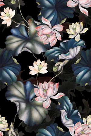 荷花印花花型图片