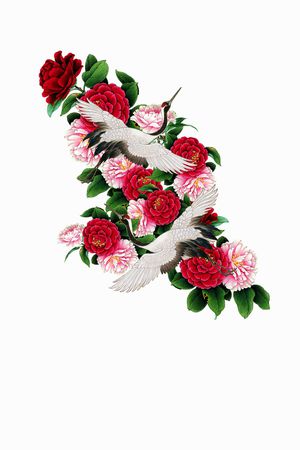 花鸟印花花型图片