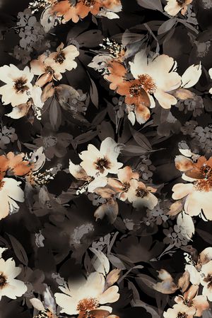 黑底花卉印花花型图片