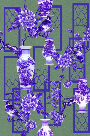 花瓶印花花型图片
