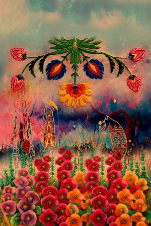 油画花型印花花型图片
