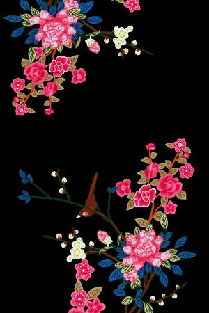 中国风定位旗袍印花花型图片