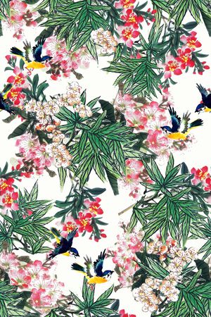 花鸟印花花型图片