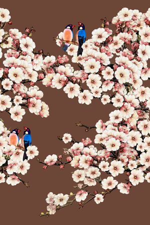 花鸟印花花型图片