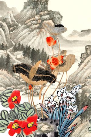 旗袍香云纱印花花型图片
