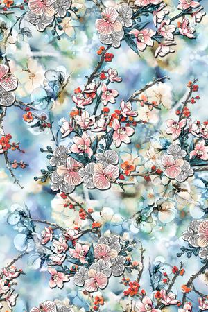朦胧花卉印花花型图片