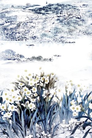 水墨风印花花型图片