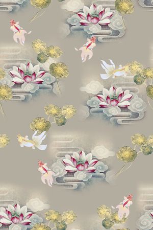 荷花印花花型图片