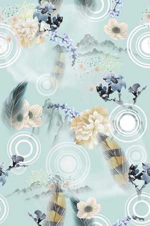 羽毛印花花型图片