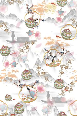 水彩印花花型图片