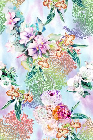 水彩印花花型图片