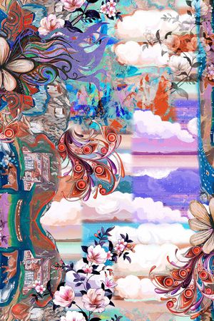 水彩印花花型图片