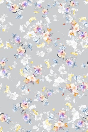 清爽底花卉印花花型图片