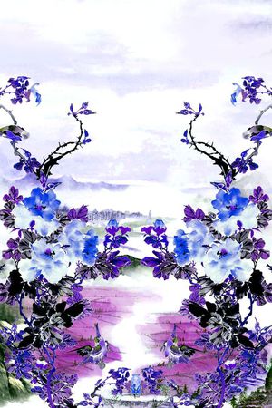 山水画印花花型图片