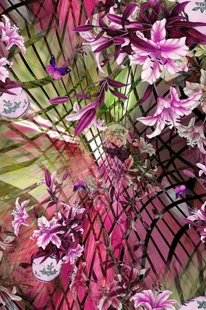 花瓶百合印花花型图片