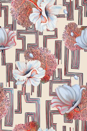 抽象方块肌理印花花型图片