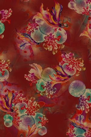 中国风香云纱印花花型图片