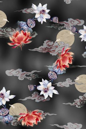 中国风香云纱印花花型图片
