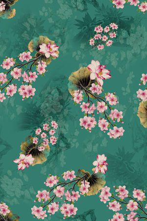 中国风旗袍香云纱印花花型图片