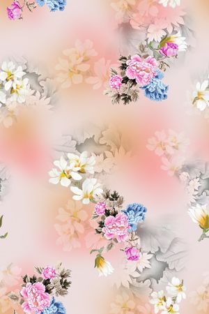 中国风旗袍香云纱印花花型图片