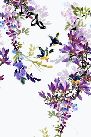 花鸟印花花型图片