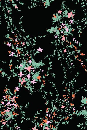 黑底花卉印花花型图片