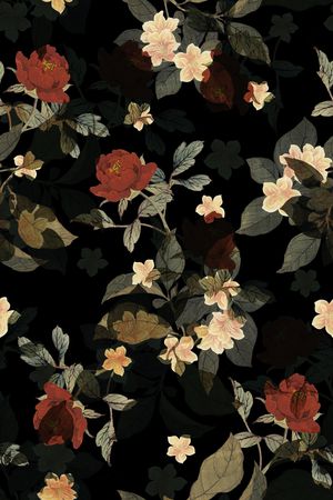 黑底花卉印花花型图片