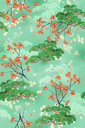 绿植树叶印花花型图片