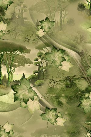 绿植树叶印花花型图片