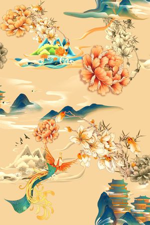 绿植树叶印花花型图片