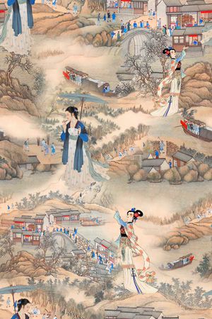 中国风人物印花花型图片