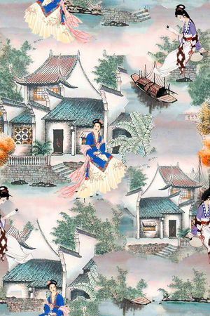 中国风人物印花花型图片