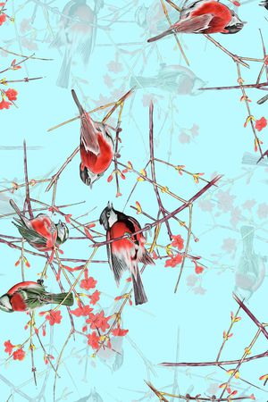 花鸟印花花型图片