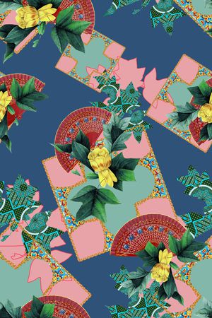 扇子印花花型图片