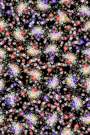 黑底花卉印花花型图片