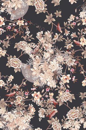 花鸟印花花型图片