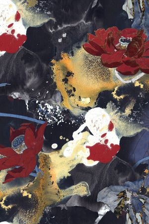 水墨风印花花型图片