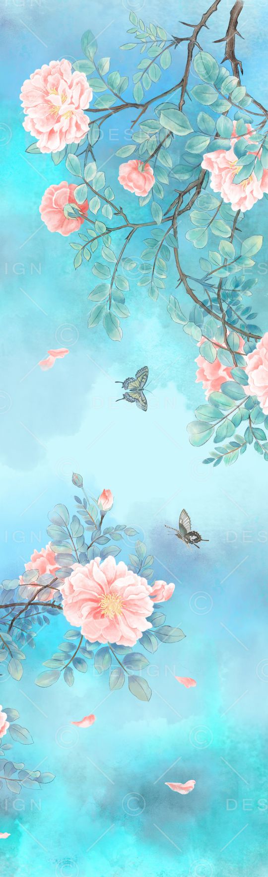 蔷薇花印花花型图片