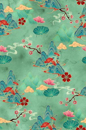 旗袍印花花型图片
