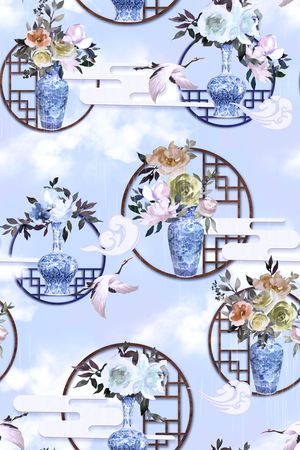 花瓶印花花型图片