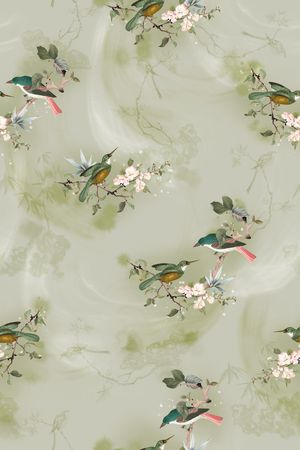 花鸟印花花型图片